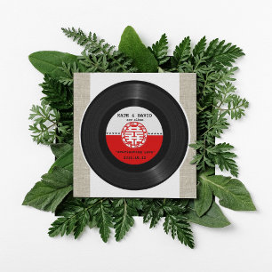 Convites Disco de Vinil Retro Dupla Felicidade Casamento