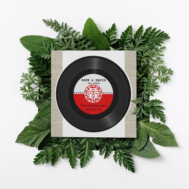 Convites Disco de Vinil Retro Dupla Felicidade Casamento (Criador carregado)