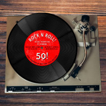 Disco de Vinil Retro Rock N Roll Vermelho Aniversá
