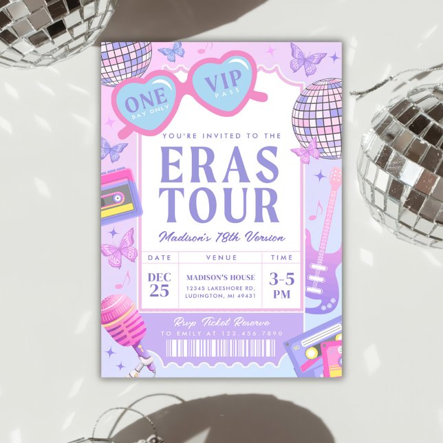 Convites Disco Roxo No Meu Aniversário (Criador carregado)