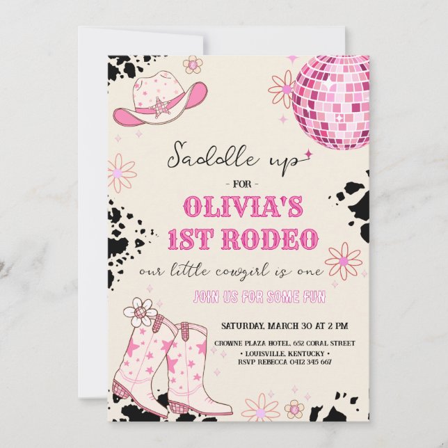 Convites Disco Western Primeiro Aniversário (Frente)