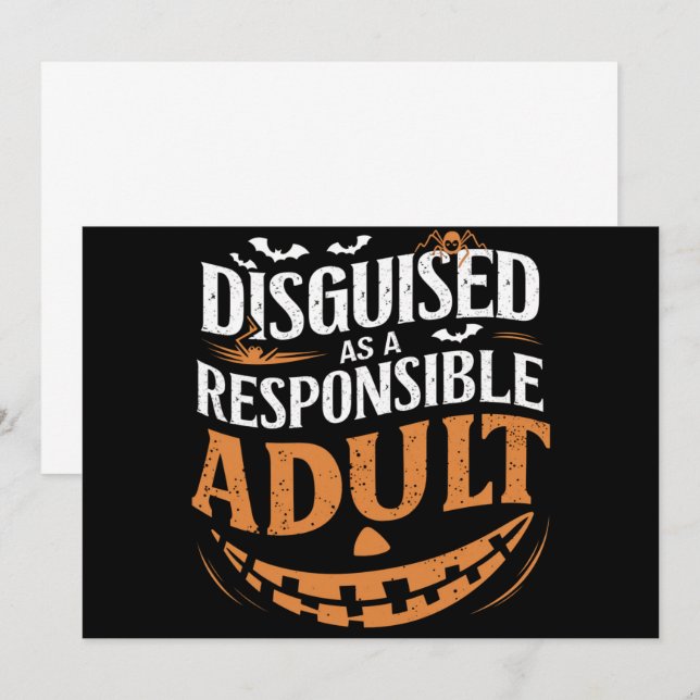 Convites Disfarçado Como Um Adulto Responsável no Halloween (Frente/Verso)
