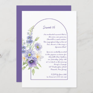 Convites Dísias Roxas, Anêmonas, Arco Floral Doce 16