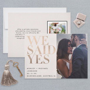 Convites DISSEMOS QUE SIM Blush + Rosa Dourado 2 Casament
