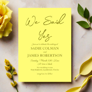 Convites Dissemos Sim Casamento Amarelo Manteiga Minimalist