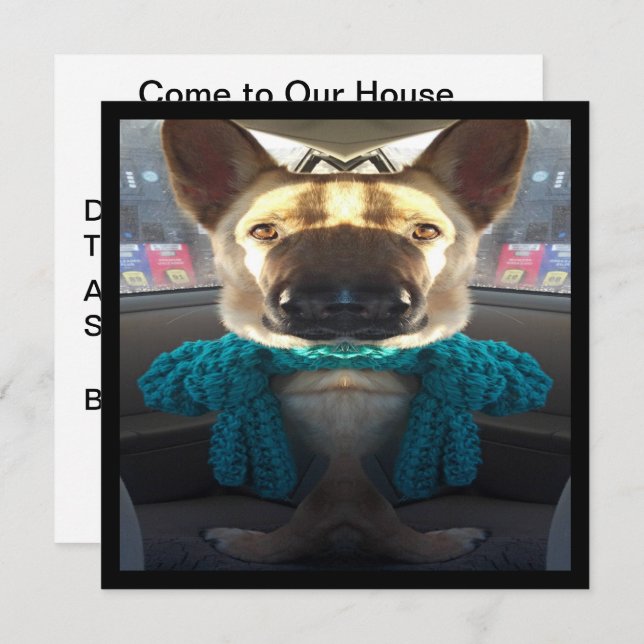 Convites Distorção espelhada do german shepherd (Frente/Verso)