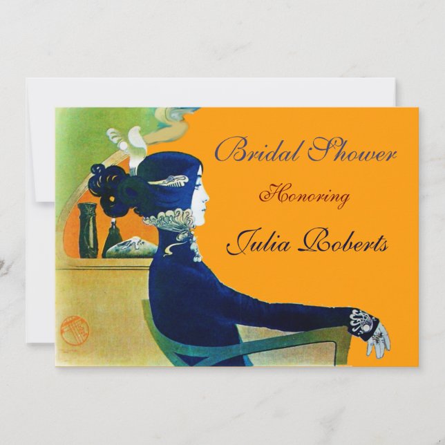 CONVITES DIVA NA FESTA DE CHÁ DE PANELA DO MONOGRAMA AZUL (Frente)