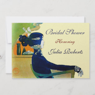 Convites DIVA NA PARTE CHÁ DE PANELA AZUL MONOGRAM Dourada