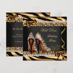 Convites Diva Selvagem Leopard Zebra Saltos Altos Festa de 
