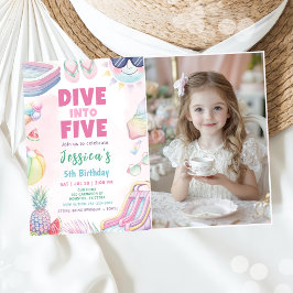 Convites Dive Into Five - Summer Girl 5th Birthday Photo