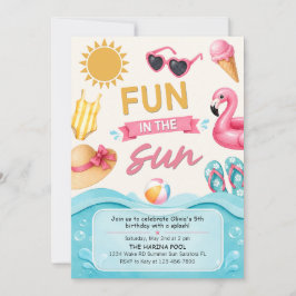 Convites Diversão Ao Sol Festa De Aniversário De Verão Na P