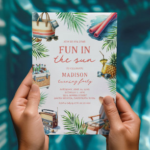 Convites Diversão Ao Sol Festa de Aniversário para Adultos 
