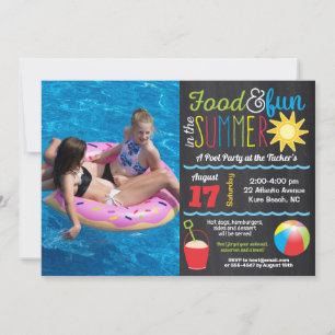 Convites Diversão ao Sol Festa de Verão na Piscina Quadro d