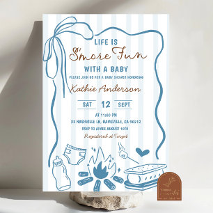 Convites Diversão Blue Smore com um chá de bebê para menino