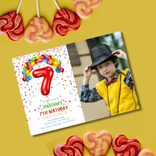 Convites Diversão Bright Confetti Balões Foto 7 Aniversário