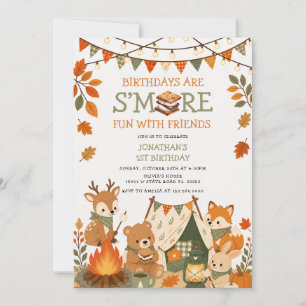 Convites Diversão com S’more no Acampamento Florestal de Ou