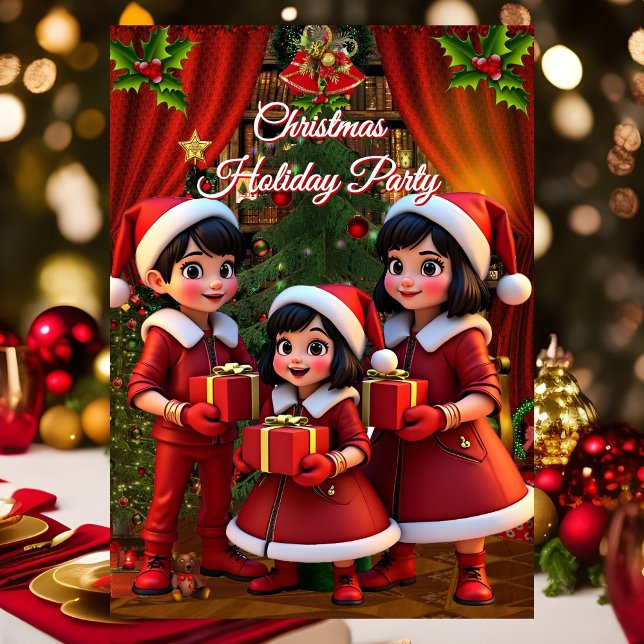 Convites Diversão Crianças Natal Férias Presentes Vermelhos (Criador carregado)