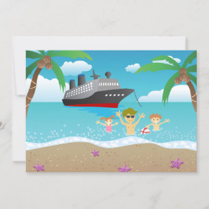 Convites Diversão Cruzeiro de Praia Família Tropical
