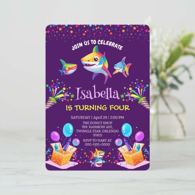 Convites Diversão da festa de aniversário de balões de tuba (Em pé/Frente)