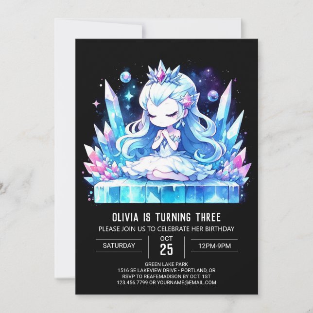 Convites Diversão da Princesa Elegante Birthday (Frente)