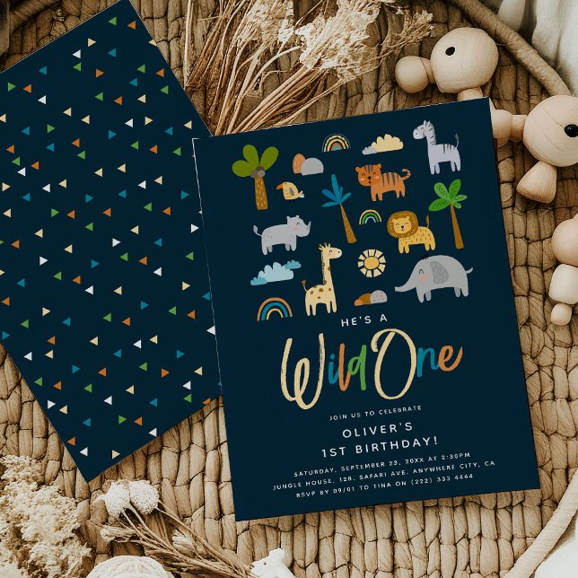 Convites Diversão da Selva para a Besta de Aniversário - pr (Criador carregado)