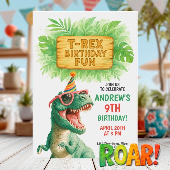 Convites Diversão de Aniversário na Selva do T-Rex (Criador carregado)