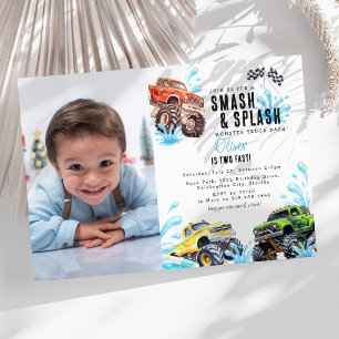 Convites Diversão de Caminhão Monstro Foto Festa de Anivers