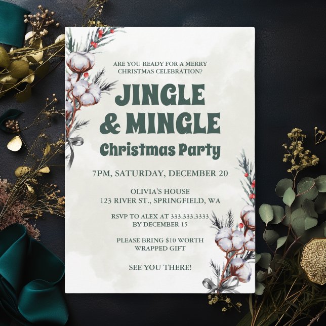 Convites Diversão de Natal com Amigos Green Jingle & Mingle (Criador carregado)