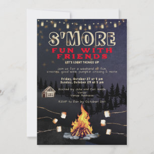 Convites Diversão de S'mores Fogueira ao Ar Livre Cozinha d