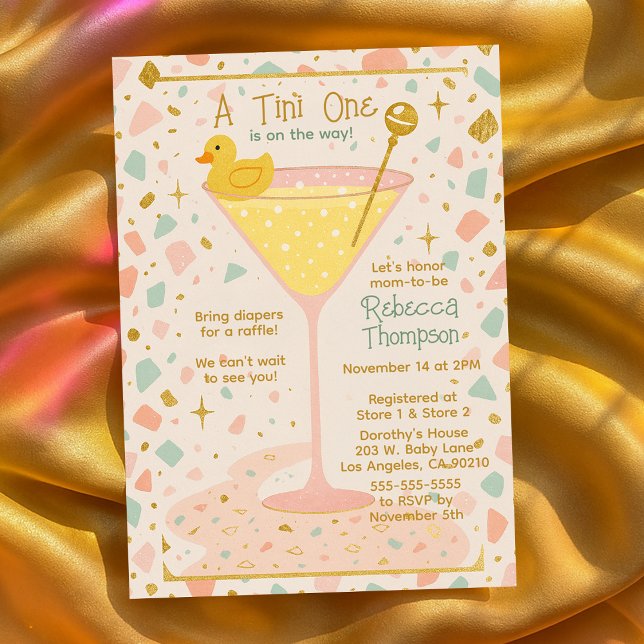 Convites Diversão De Um Chá de fraldas De Vidro Tini One Ma (Fun A Tini One Martini Glass Baby Shower Invitation
)