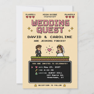 Convites Diversão de Video Game Antigo Casamento Retro