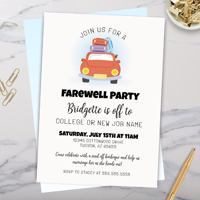 Convites Diversão Despedida de Formatura Despedida (Fun Farewell Party Invitation for Graduation Retirement New Job Promotion or any Goodbye Party )