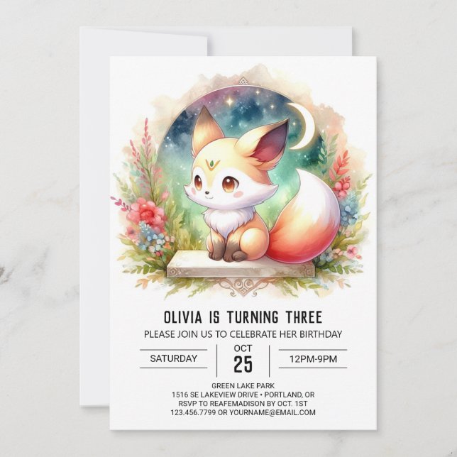 Convites Diversão digital Wild Fox Birthday (Frente)