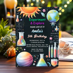 Convites Diversão do Lab Kids Geek Mad Science 9º aniversár
