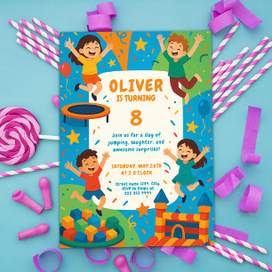 Convites Diversão do Partido Trampoline - Saltar Aniversári