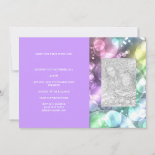 Convites Diversão Do Rainbow Bubbles Purple Photo Invite