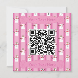 Convites Diversão e Rico Rosa Snowman Detetive QR Code