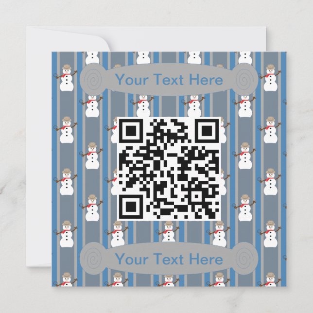 Convites Diversão e Rico Snowman Detetive QR Code (Frente)