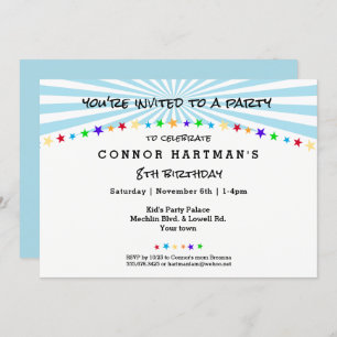 Convites Diversão Estrela Sun Rays Crianças Qualquer Convit