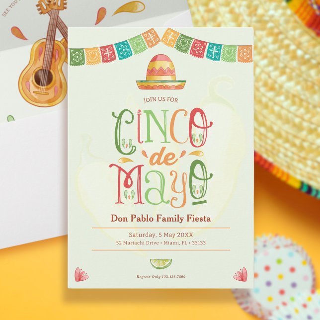 Convites Diversão Festa de Cinco de Mayo (Criador carregado)