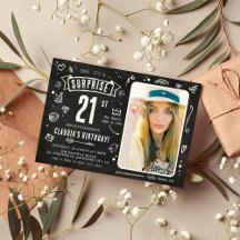 Diversão Giz Doodle Foto Surpresa 21º Aniversário