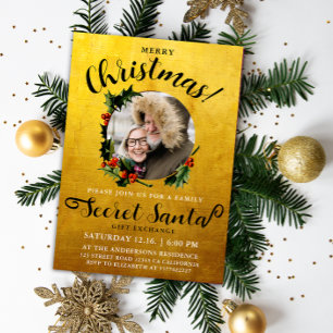 Convites Diversão Luxo Glam Dourado Feliz Natal Amigo Secre