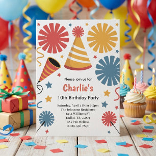 Convites Diversão Moderna com Confetes de Aniversário