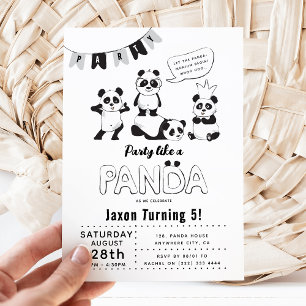 Convites Diversão Moderna 'Festa Como um Panda' Aniversário