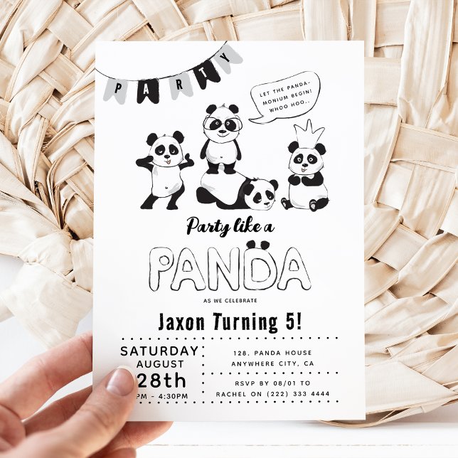 Convites Diversão Moderna 'Festa Como um Panda' Aniversário (Criador carregado)