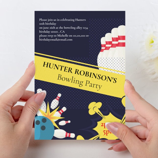 Convites Diversão moderna no boliche festa infantil  (Criador carregado)