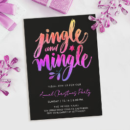 Convites Diversão Moderna Preta e Rosa Jingle Pincel Caligr