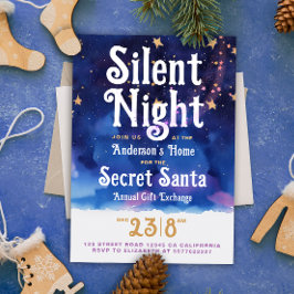 Convites Diversão Natal Silencioso Noite Papai Noel Aquarel