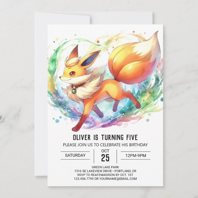 Convites Diversão Online do Raposo de Aniversário (Frente)