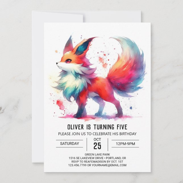 Convites Diversão Online Fox Birthday (Frente)
